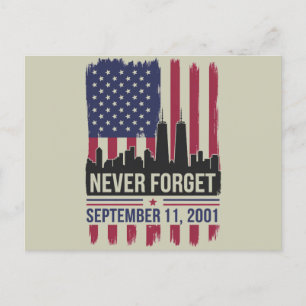 Never Forget September 11 2001 Memorial Day USA Postcard