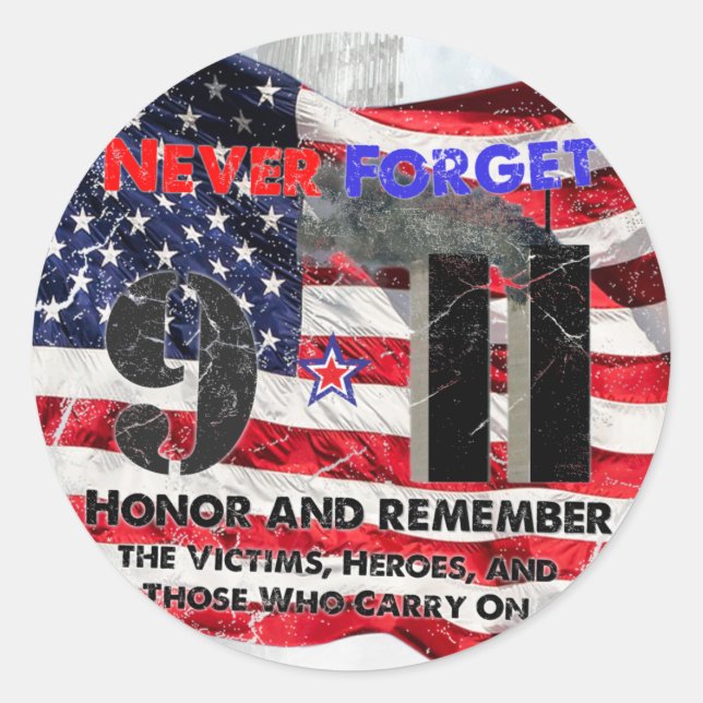 Never Forget September 11 Classic Round Sticker (Front)