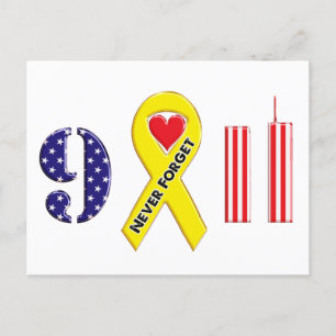 Never Forget September 11 Yellow Ribbon Postcard