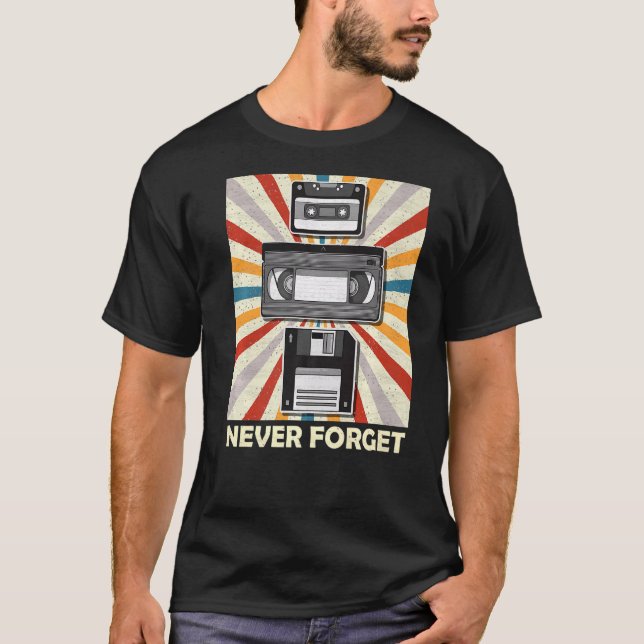 Never Forget Tee Funny Videocassette Floppy Disc V (Front)