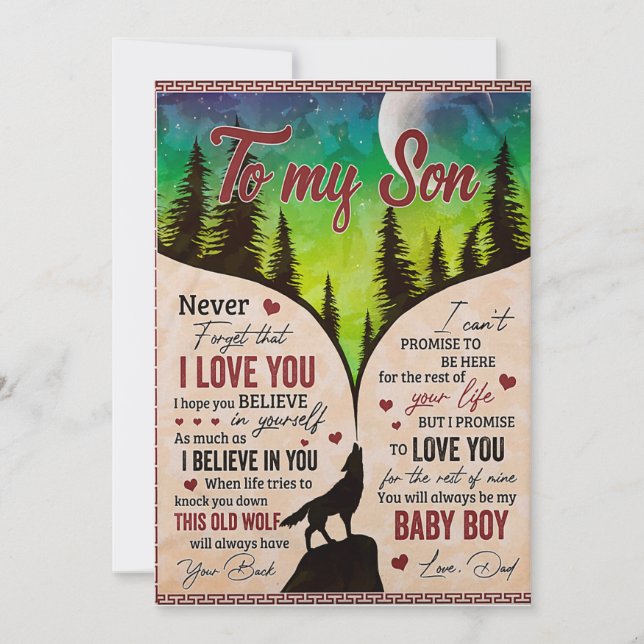Never Forget That I Love You- Wolf Dad To Son Holiday Card (Front)
