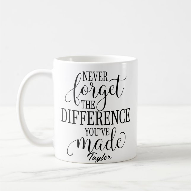Never Forget The Difference: Motivational Quote Coffee Mug (Left)