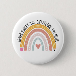 Never Forget the Difference You Make, Teacher Gift 2 Inch Round Button