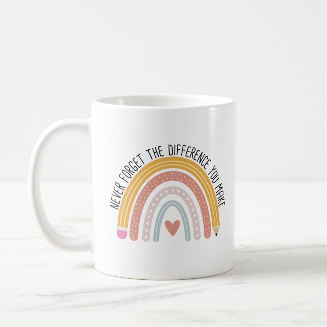 Never Forget the Difference You Make, Teacher Gift Coffee Mug (Left)