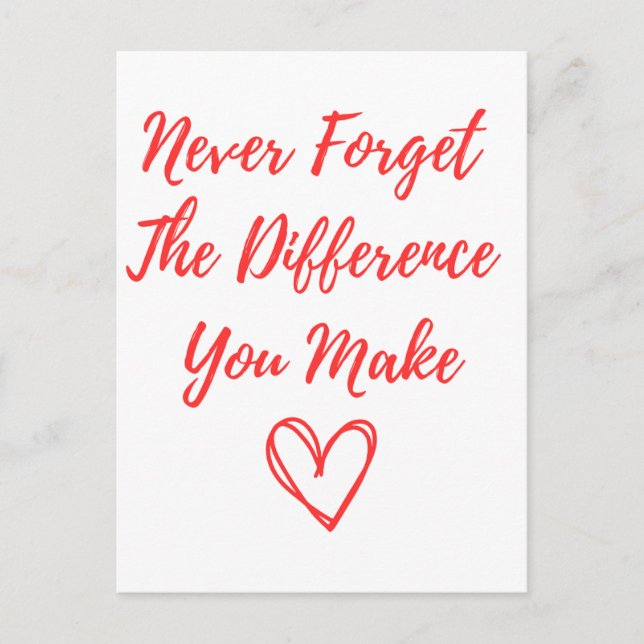 Never Forget The Difference You Make, Thankful Postcard (Front)
