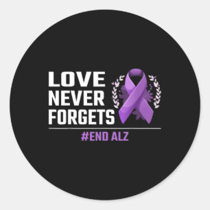 Never Forgets Alzheimer Purple Ribbon Heimer Aware Classic Round Sticker