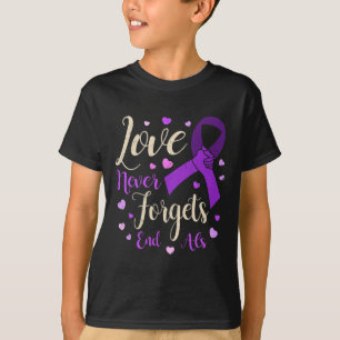 Never Forgets End Alzheimer Heimer Awareness Purpl T-Shirt