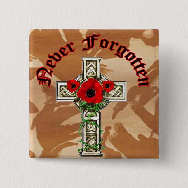 Never Forgotten 2 Inch Square Button (Front)
