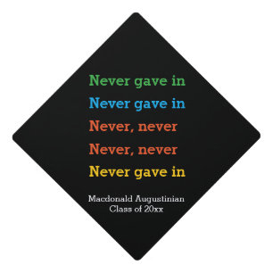 NEVER GAVE IN Motivational Perseverance Graduate Graduation Cap Topper