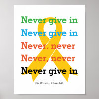 NEVER GIVE IN Churchill Quote SUICIDE PREVENTION