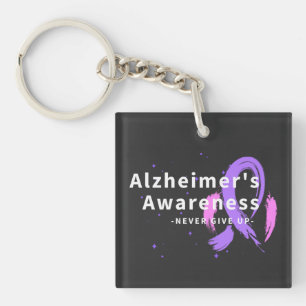 Never Give Up - Alzheimer's Awareness Keychain