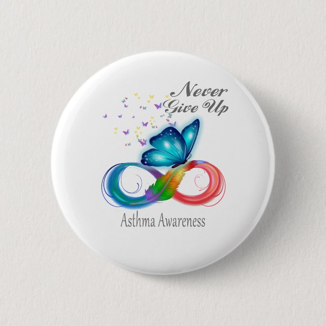 Never Give Up Asthma Awareness 2 Inch Round Button (Front)