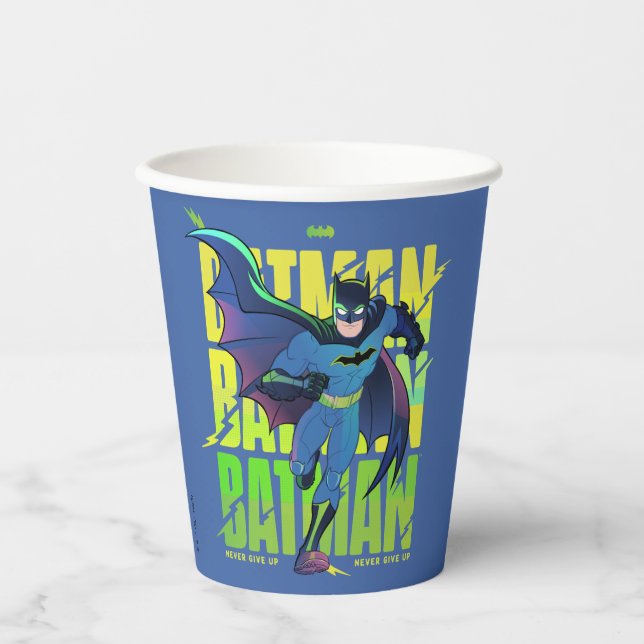 Never Give Up Batman Running Graphic Paper Cups (Front)
