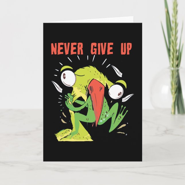 Never Give Up Bird And Frog Card (Front)