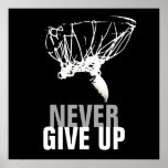 Never Give Up Black White Basketball Pop Art Poster<br><div class="desc">Popular American and International Game Artworks - I Love This Game. Popular Sports - Basketball Game Ball Image.</div>