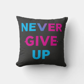 Never Give Up Bold Colourful Motivational Throw Pillow
