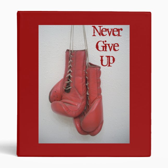 Never Give Up, Boxing Gloves Inspirational Binder (Front)
