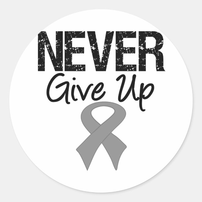 Never Give Up (Brain Cancer) Classic Round Sticker (Front)