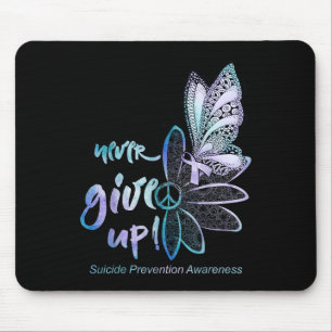 Never Give Up Butterfly Shirt Suicide Prevention A Mouse Pad
