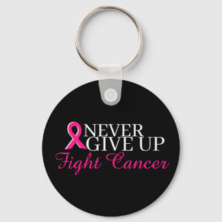 "Never Give Up" Button Keychain