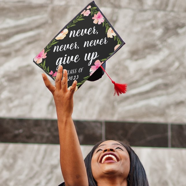 Never Give Up | Custom Class Year Graduation Cap Topper (Creator Uploaded)
