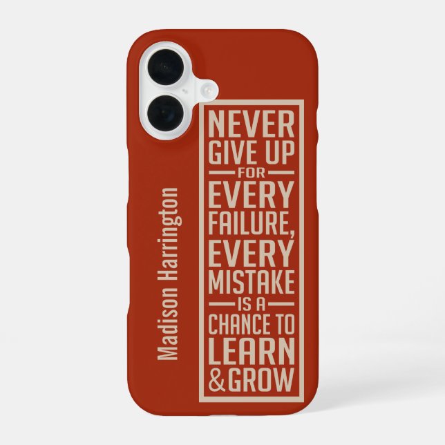 NEVER GIVE UP custom name phone cases (Back)