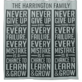 NEVER GIVE UP custom name shower curtain (Front)