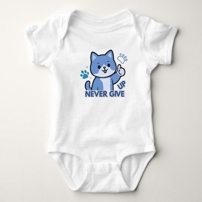 Never Give up Design  Baby Bodysuit (Front)