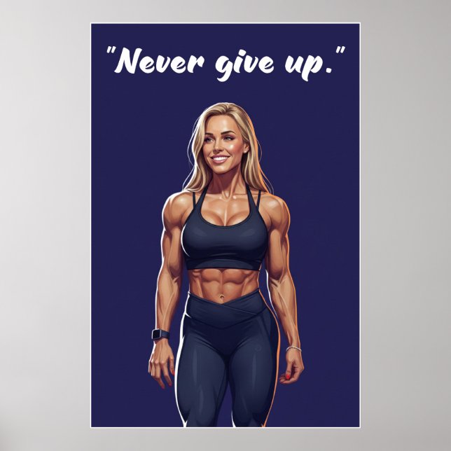 Never Give Up – Fitness Motivation Quote Poster (Front)