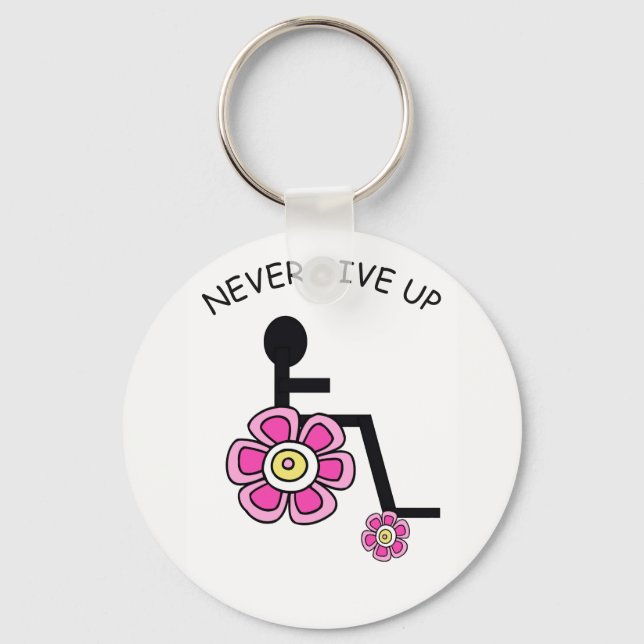 Never give up flower Power keychain (Front)