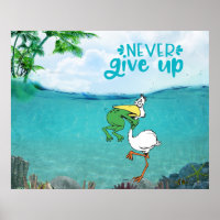 Never Give Up Frog Choking Bird
