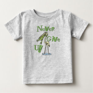 Never Give Up Frog Choking Heron Baby T-Shirt