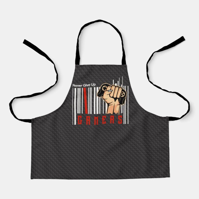 Never give up Gamers - Design for Geek Apron (Front)