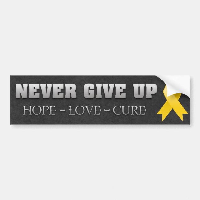 Never Give Up Hope Childhood Cancer Awareness Bumper Sticker (Front)