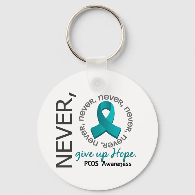 Never Give Up Hope PCOS Keychain (Front)
