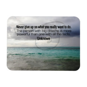 "Never give up" Inspirational Quote Flexible Magnet