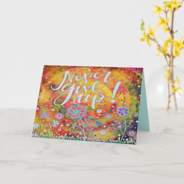 “Never Give Up” Inspirivity Card (Yellow Flower)
