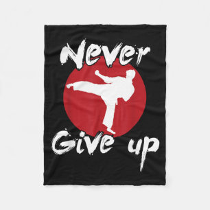 Never Give Up Karate Fleece Blanket