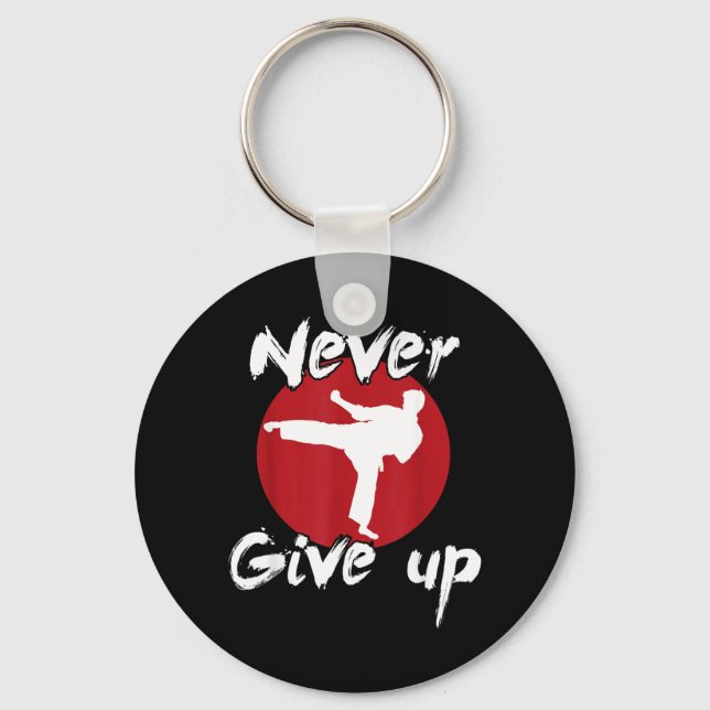 Never Give Up Karate Keychain (Front)