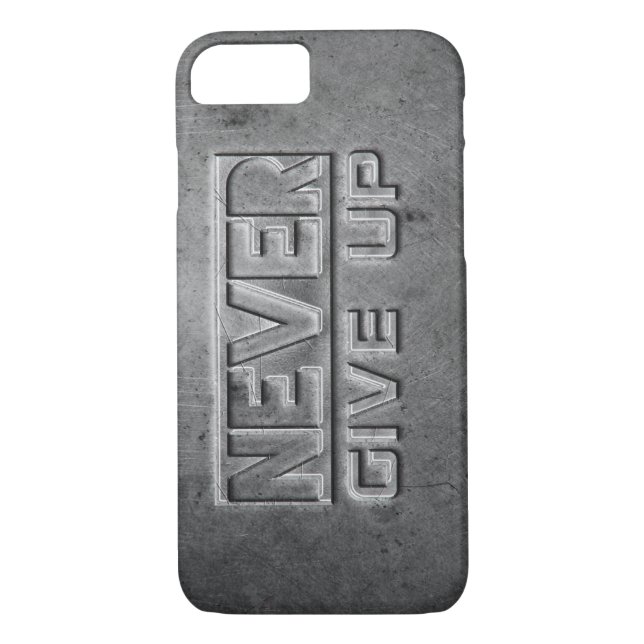 "Never Give Up" Metal Text Case-Mate iPhone Case (Back)