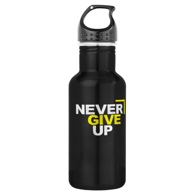 Never give up motivational  532 ml water bottle (Front)
