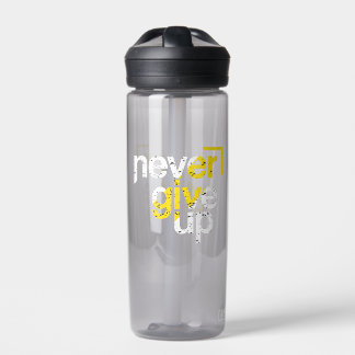 Never Give Up Motivational Distressed Typography Water Bottle