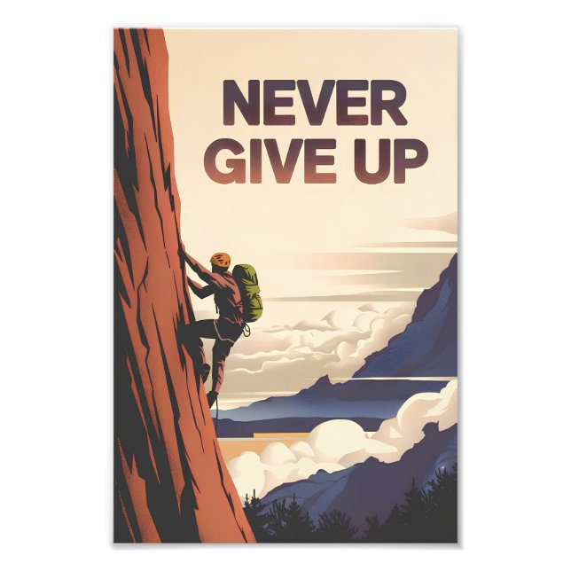 Never Give Up motivational Photo Print (Front)