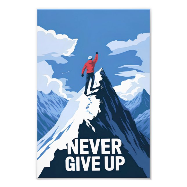 Never Give Up motivational Photo Print (Front)