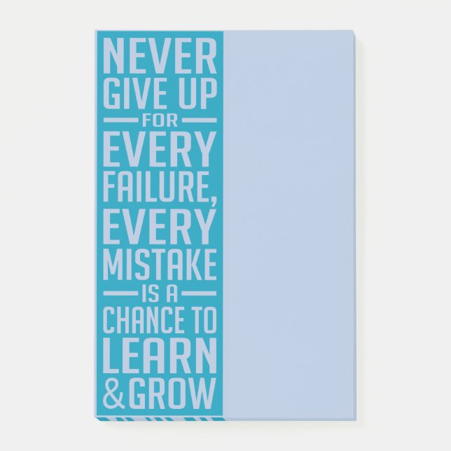 Never Give Up motivational post-it notes (Front)