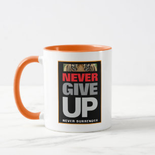 Never Give Up Never Surrender White & Orange Combo Mug