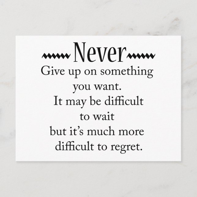 Never Give Up Postcard (Front)