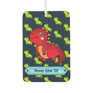 Never Give Up Red Motivational Dinosaur Trex Air Freshener