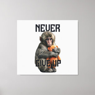 Never Give Up - Resilient Baby Monkey with Teddy B Canvas Print