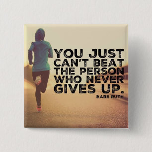 Never Give Up - Running Workout Inspirational 2 Inch Square Button